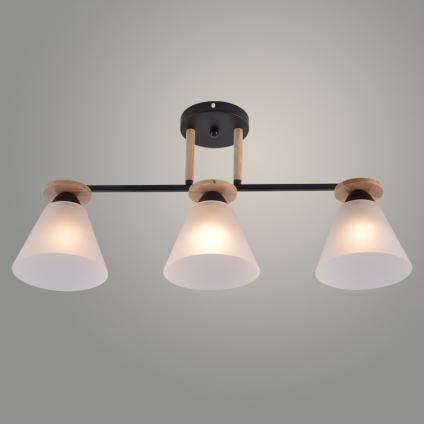 Люстра XA1630B/3 BK+WOOD чёрный+дерево 3х60W E27 d635 h295, HN25